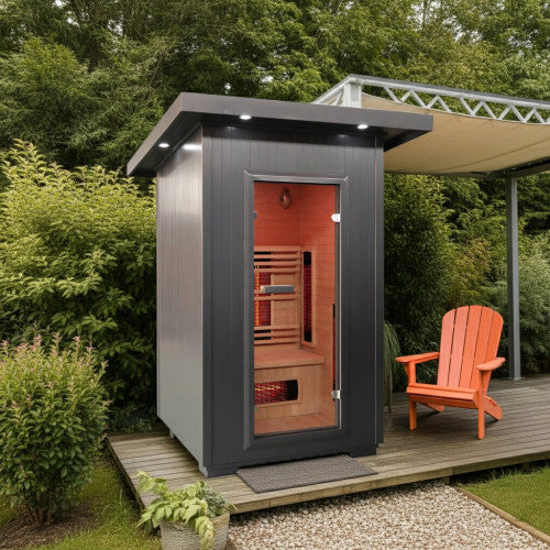 SunRay 200D6 Logan 2 Person Outdoor Infrared Sauna with Metal Roof