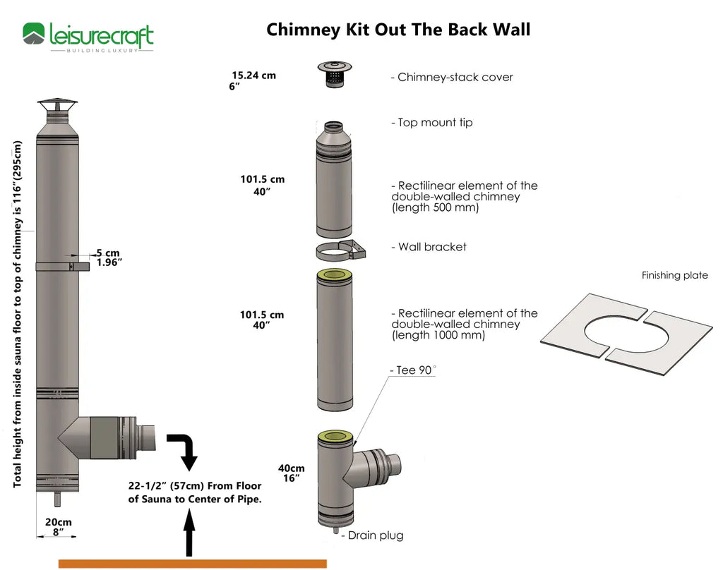 Chimney & Heat Shield Set For Out the Side / Back Wall