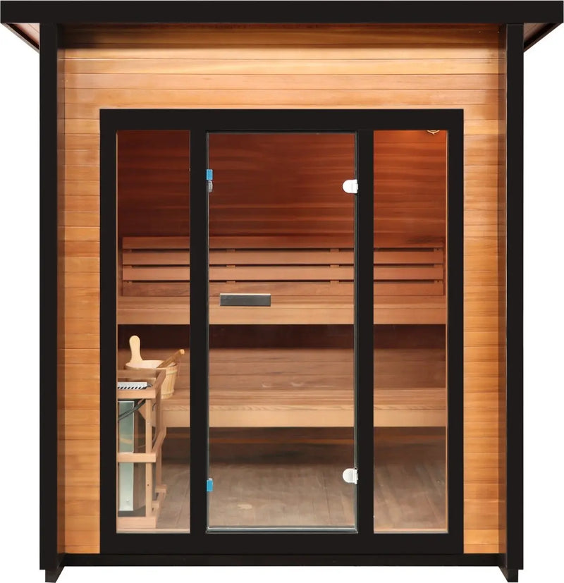 Sunray Cayman 400D7 4-Person Outdoor Traditional Steam Sauna with Double Bench