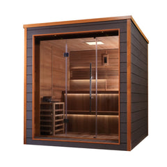 2023 Golden Designs Bergen 6 Person Outdoor-Indoor Traditional Steam Sauna (GDI-8206-01) - Canadian Red Cedar Interior